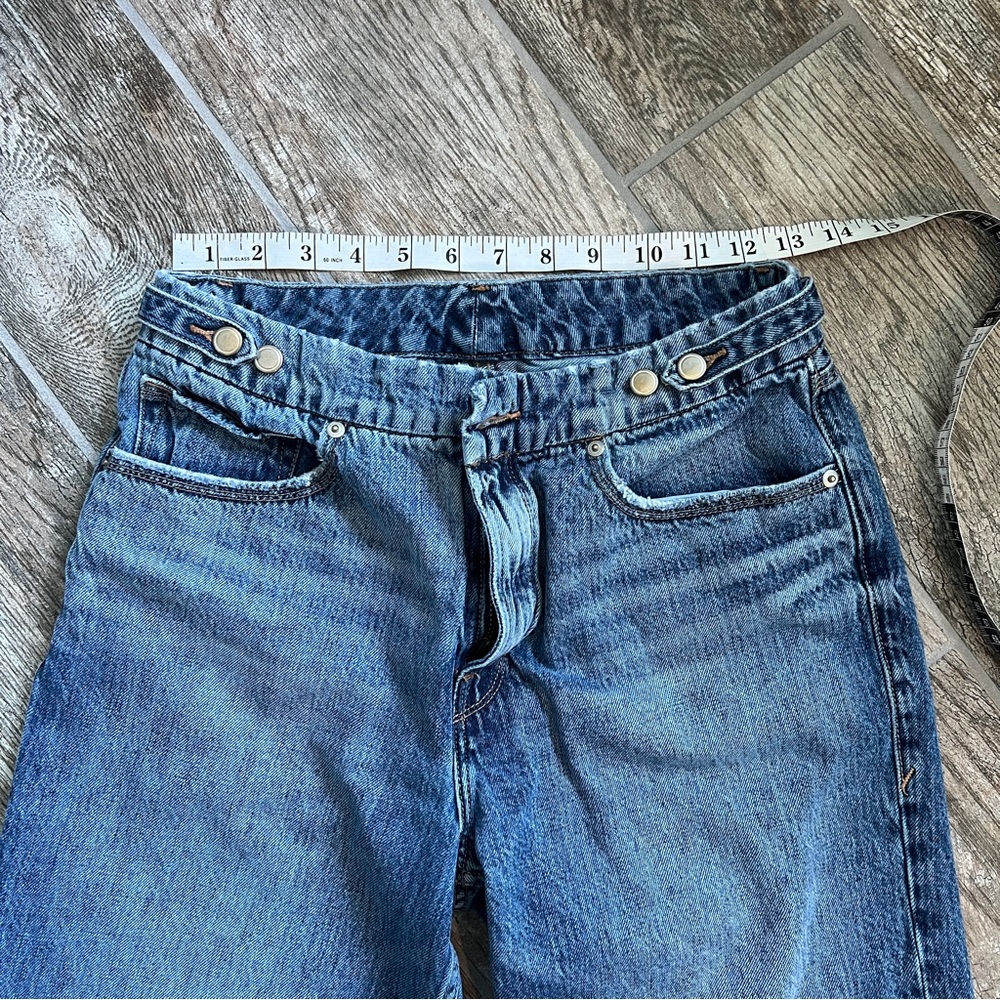 Good American Straight Wide Leg Distressed Jeans, Raw Hem, High Waist, Women 26 - Picture 6 of 10